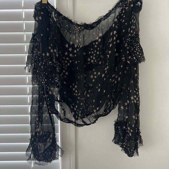 LoveShackFancy Ruffle Popover Top in Star Print Size S - Picture 5 of 5